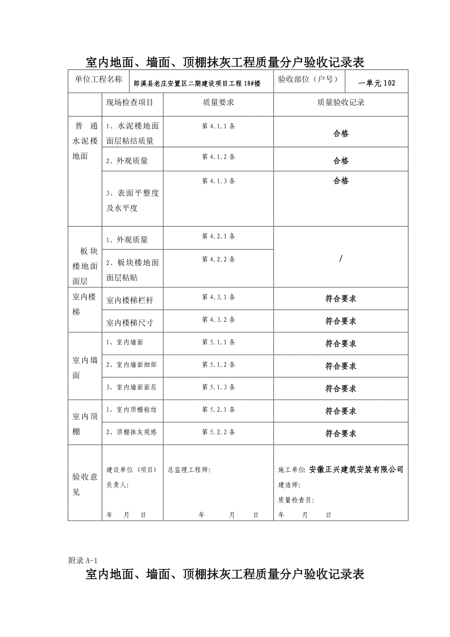 室内地面、墙面、顶棚抹灰工程质量分户验收表.doc_第2页