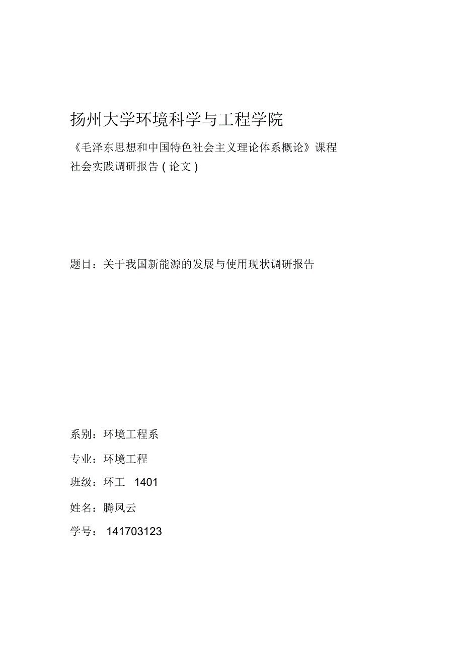 新能源的使用与发展现状调研报告资料_第1页