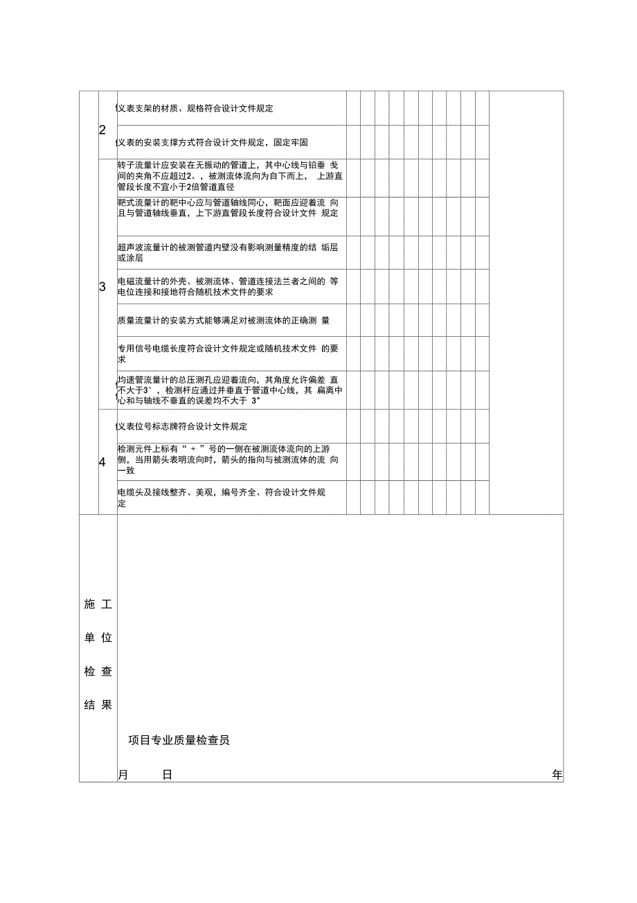 表C流量仪表安装检验批质量验收记录表_第3页