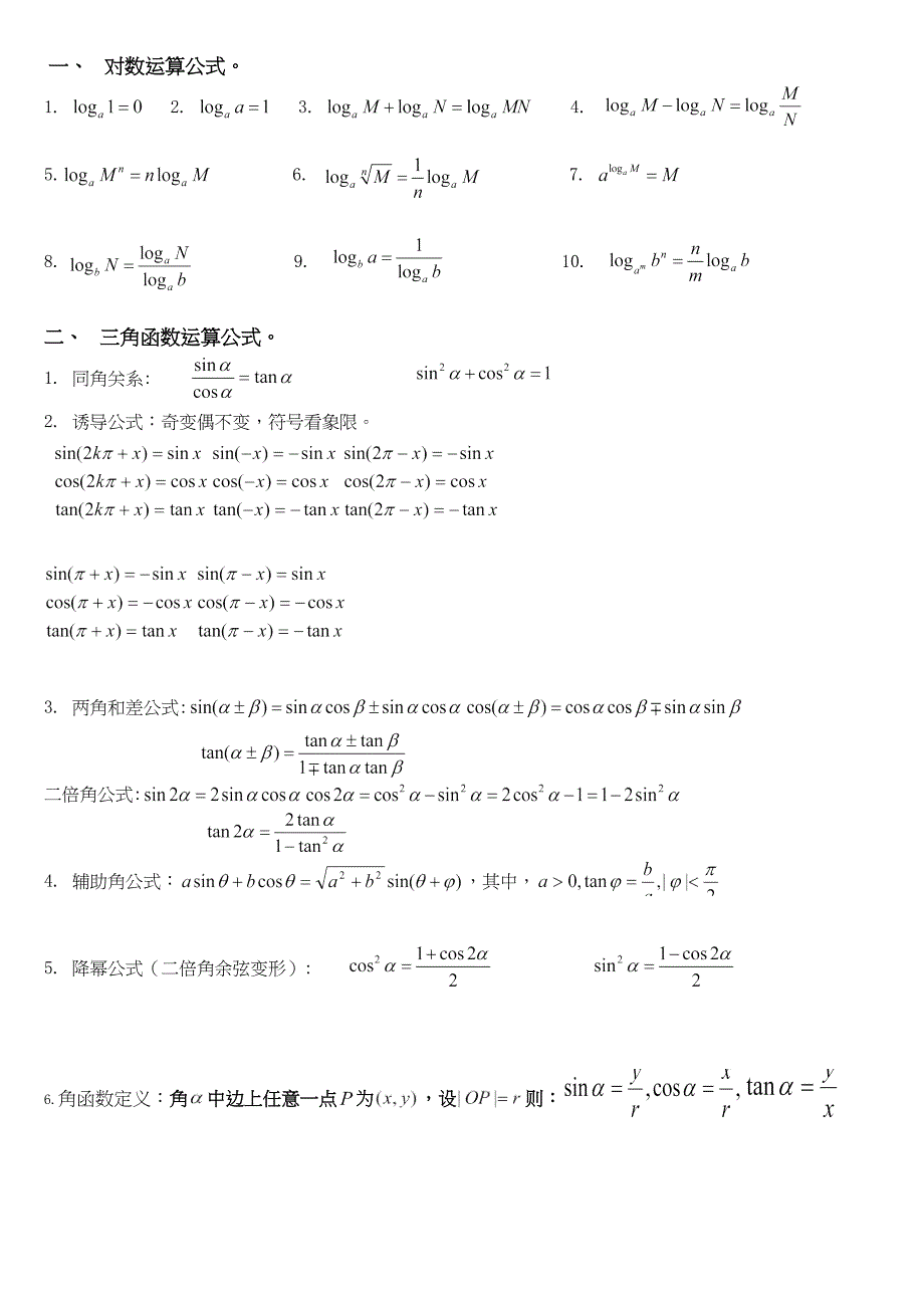 高考数学必考必背公式全集_第1页