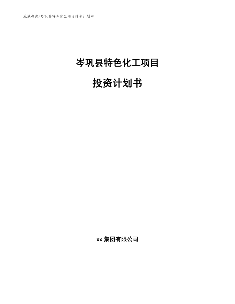 岑巩县特色化工项目投资计划书_第1页