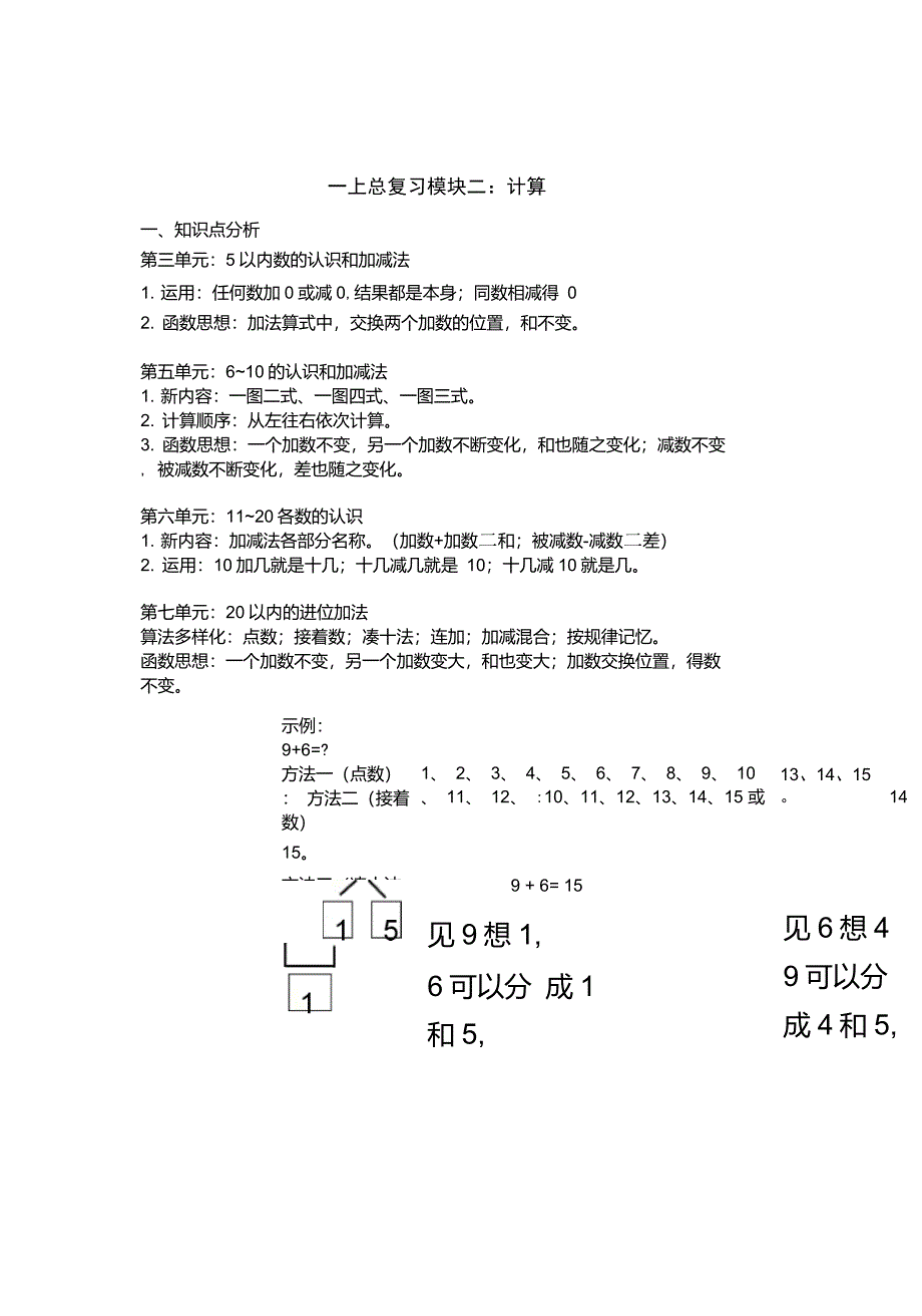 一年级上册计算模块复习_第2页