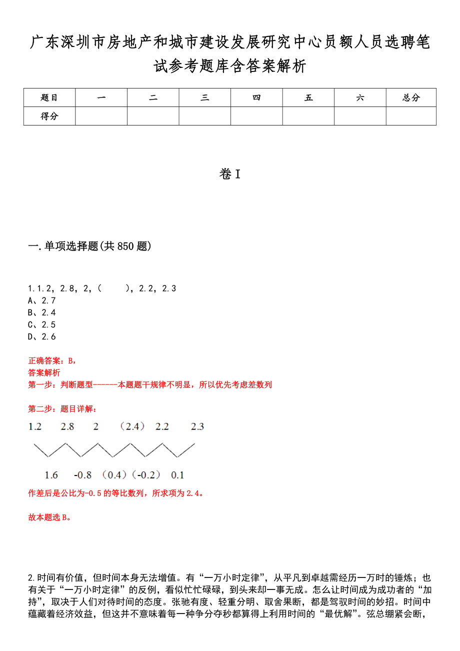 广东深圳市房地产和城市建设发展研究中心员额人员选聘笔试参考题库含答案解析_第1页