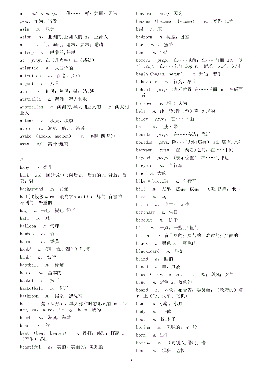 中考说明英语词汇中文对照.doc_第2页