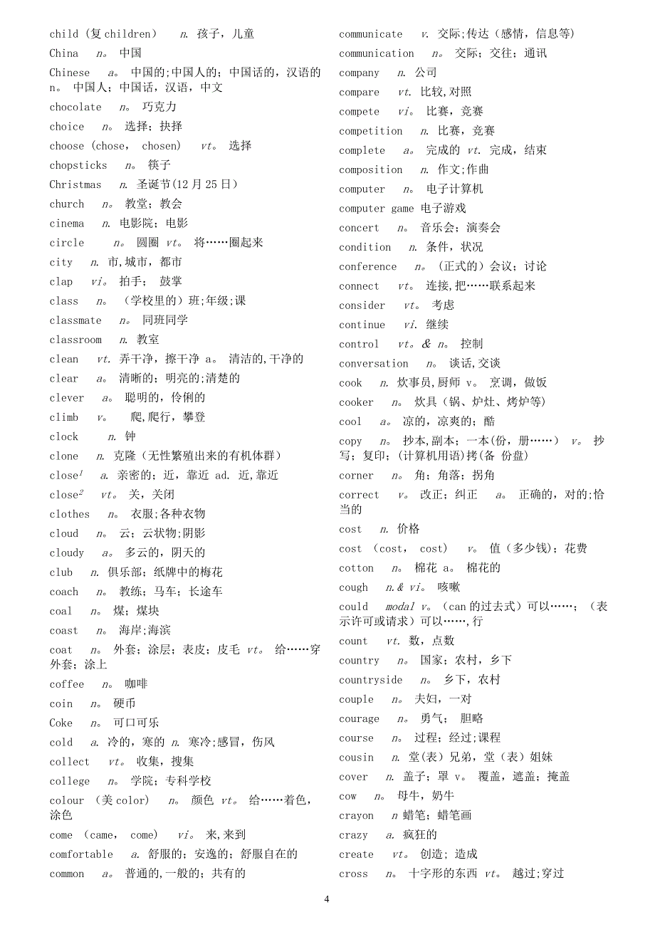 中考说明英语词汇中文对照.doc_第4页