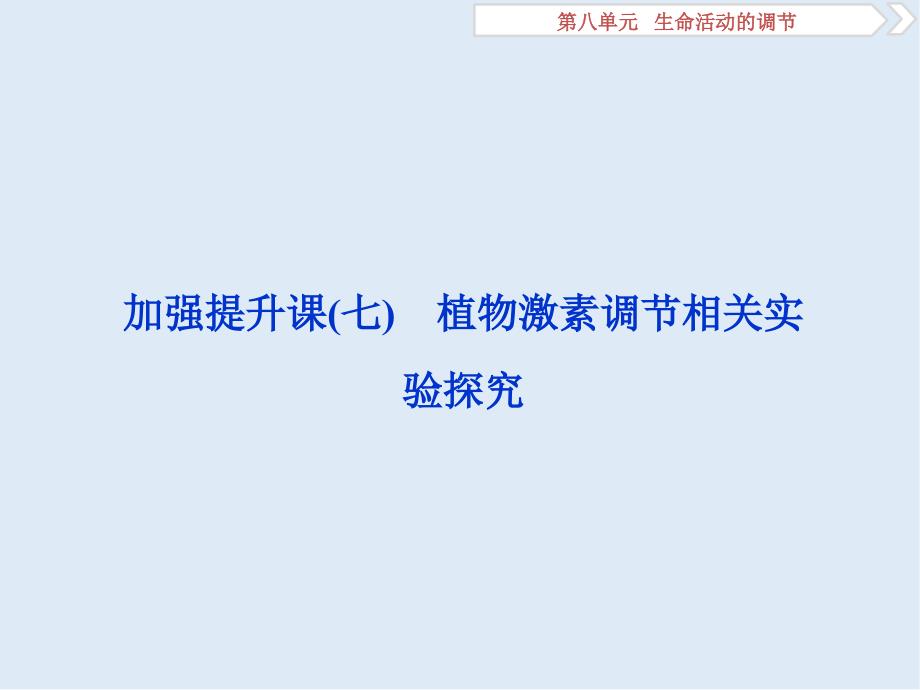 高中生物一轮复习方案课件：第8单元 9 加强提升课七植物激素调节相关实验探究_第1页