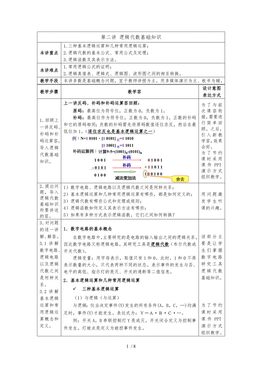 教案.第二讲逻辑代数基础知识_第1页