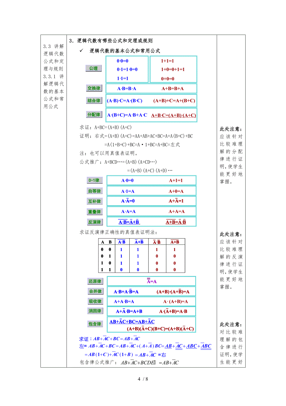 教案.第二讲逻辑代数基础知识_第4页