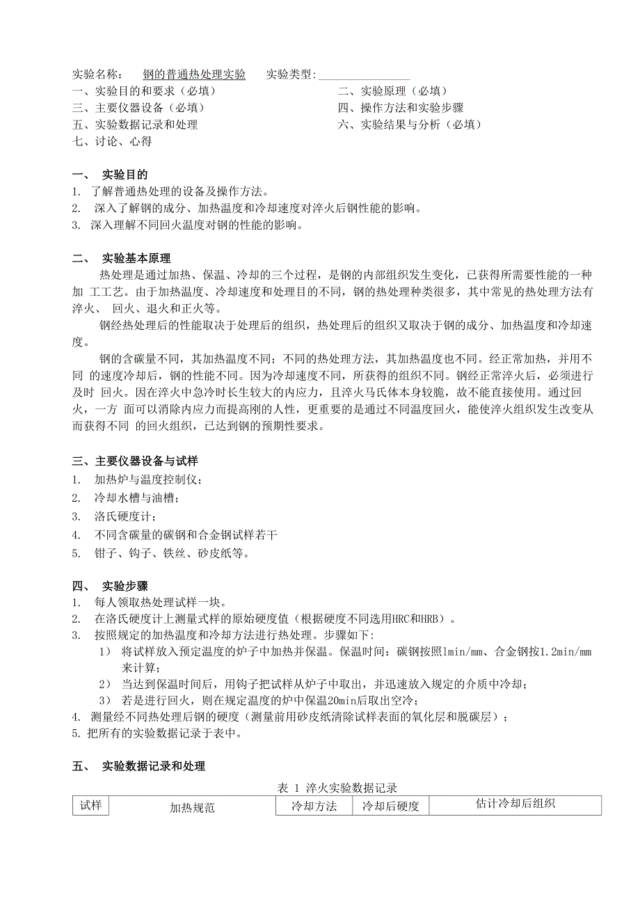 钢的普通热处理实验_第1页