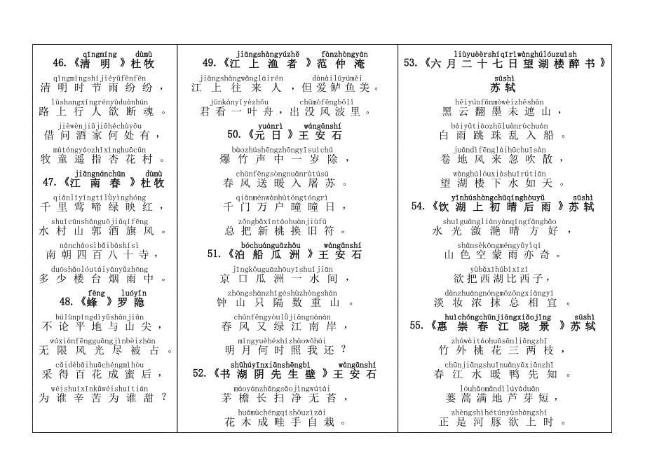 2012人教新课标小学生必背古诗75首(带拼音)_第5页