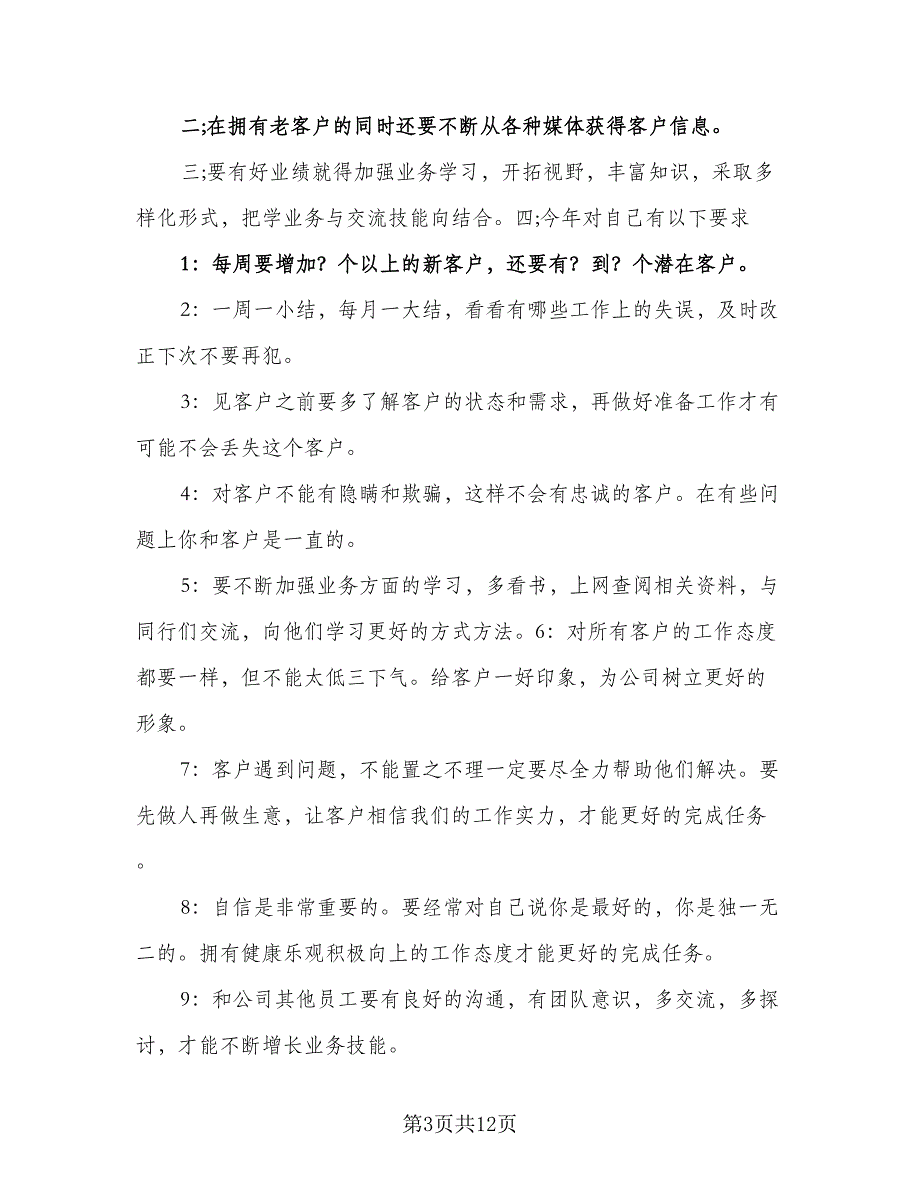 2023年销售人员工作计划格式范文（四篇）_第3页