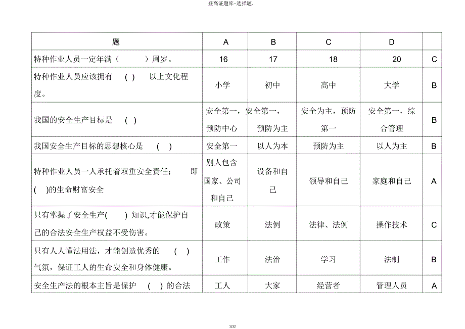 登高证题库选择题...doc_第1页