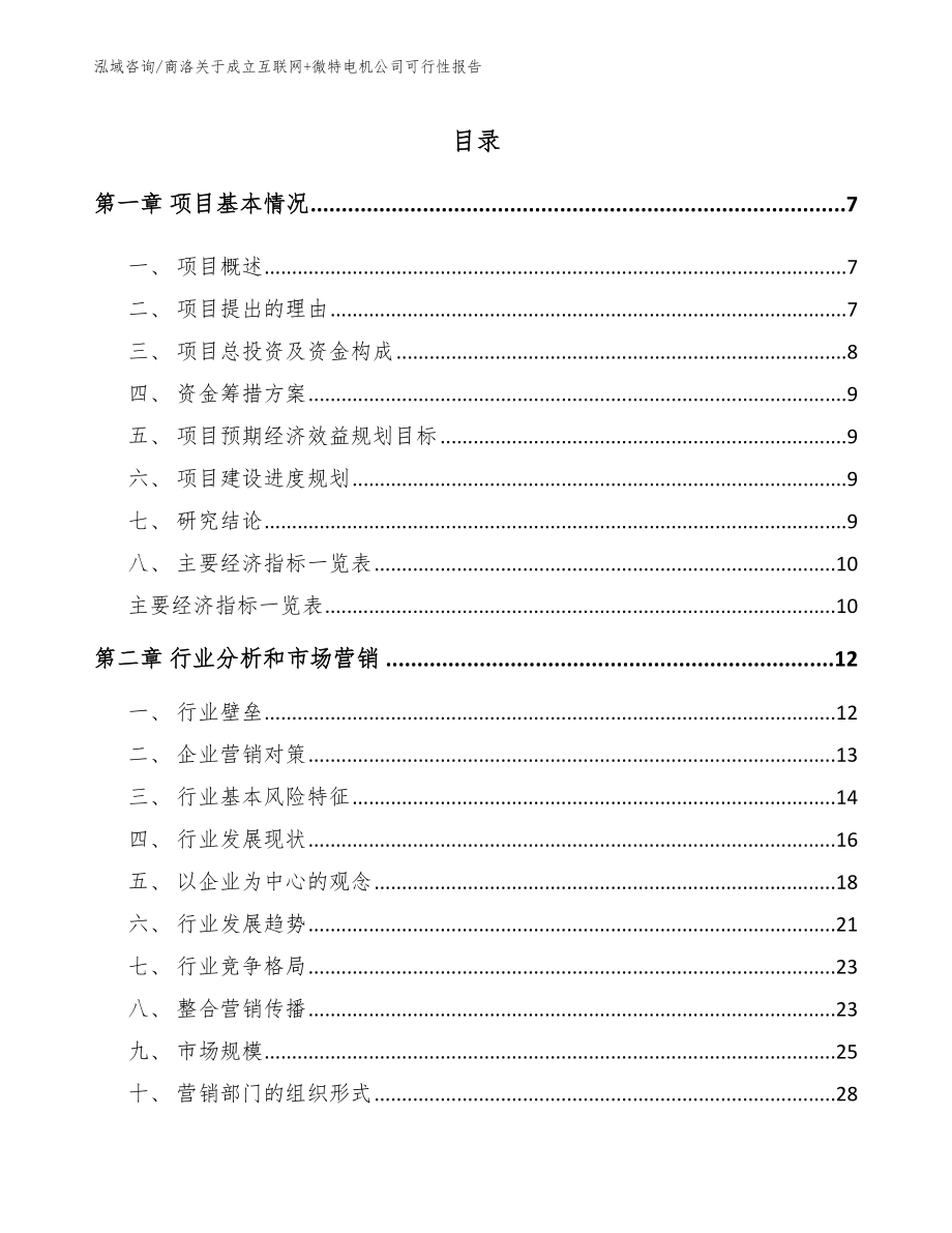 商洛关于成立互联网+微特电机公司可行性报告_第1页