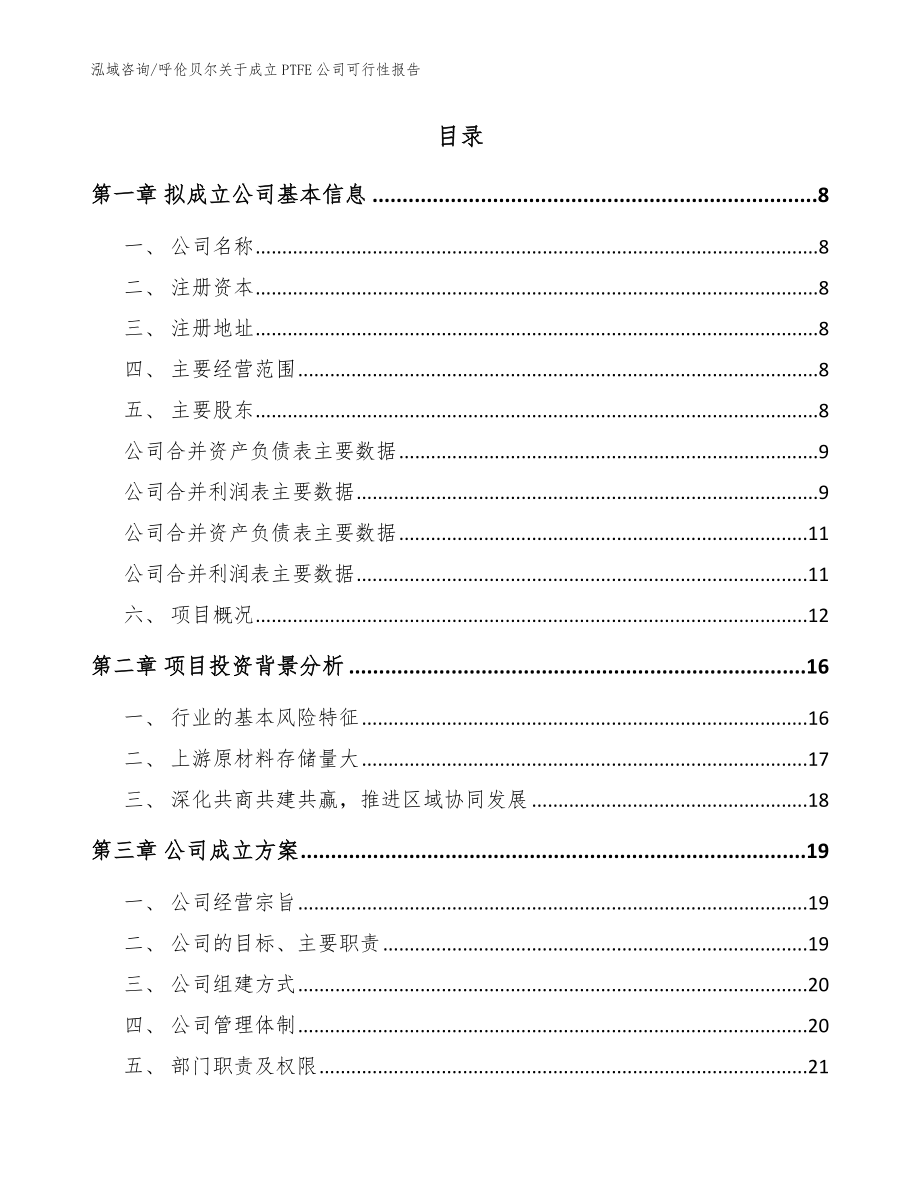 呼伦贝尔关于成立PTFE公司可行性报告（模板范文）_第2页