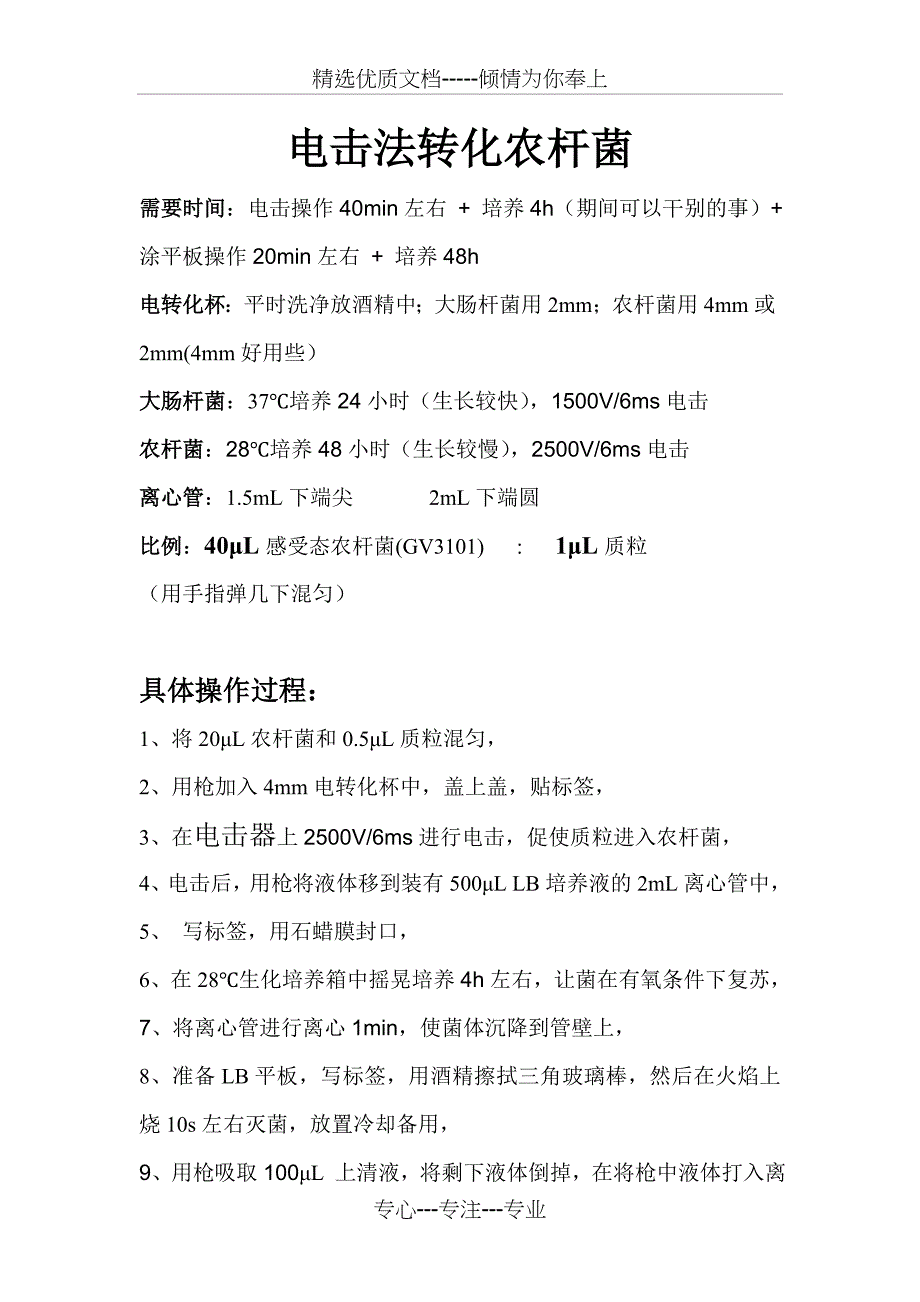 电击法转化农杆菌(共2页)_第1页