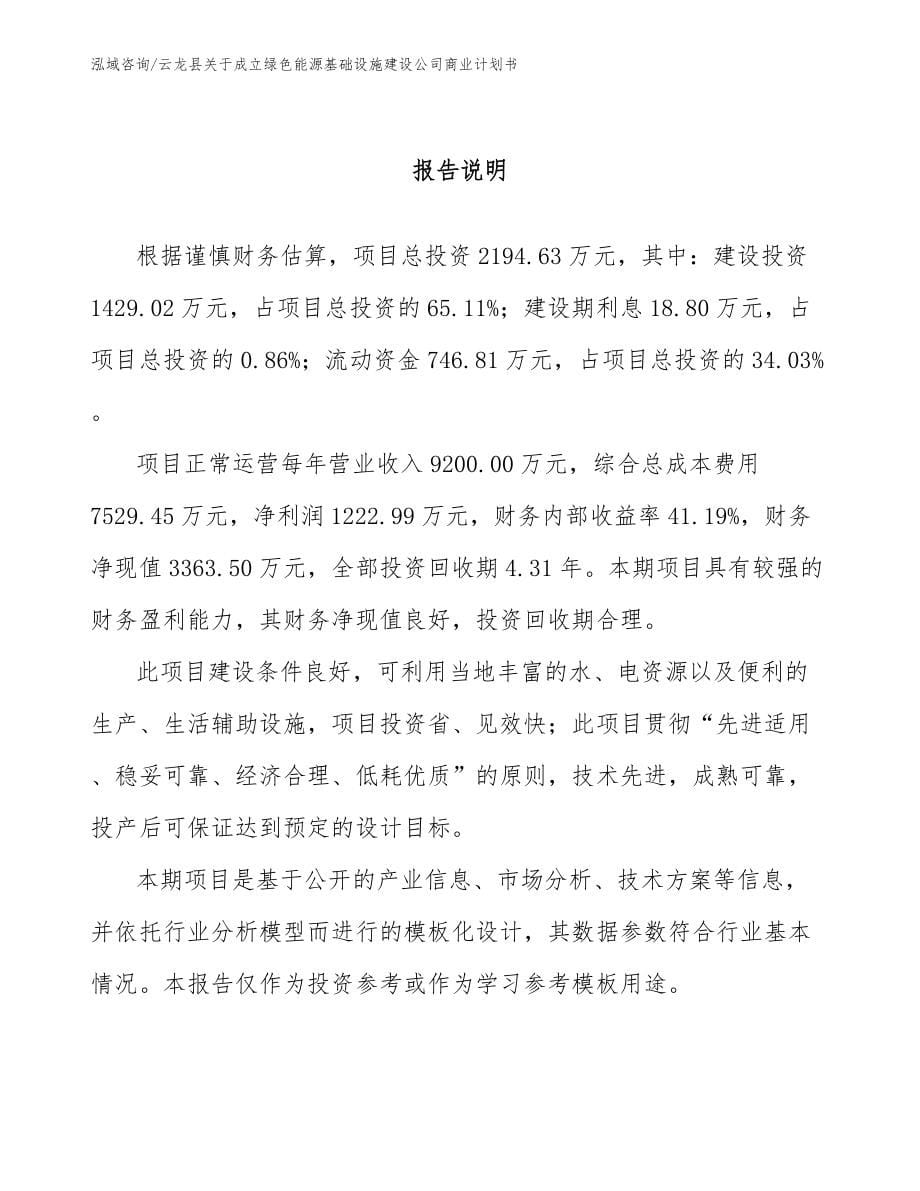 云龙县关于成立绿色能源基础设施建设公司商业计划书_第5页