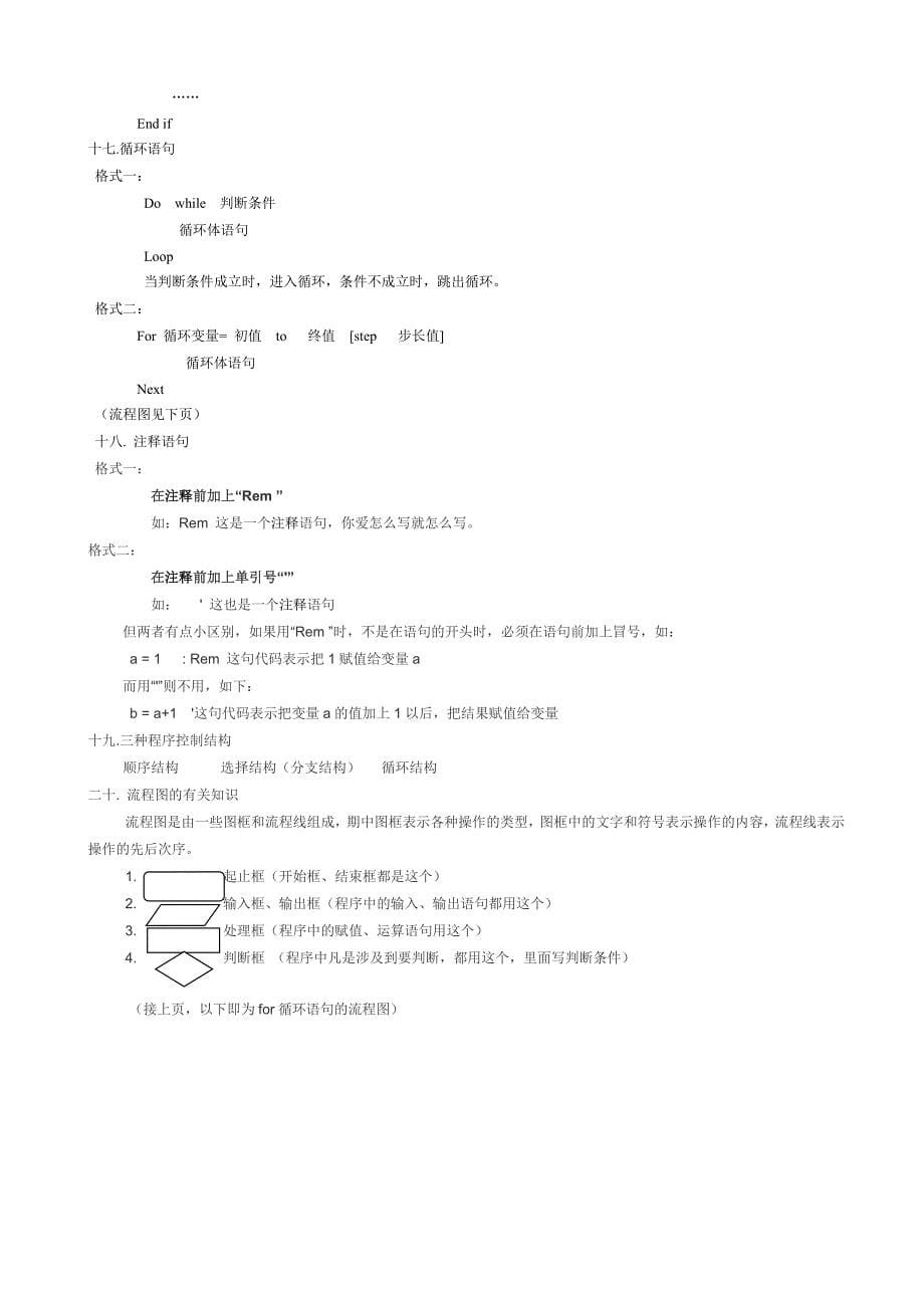 信息技术学业水平考试知识点VB_第5页