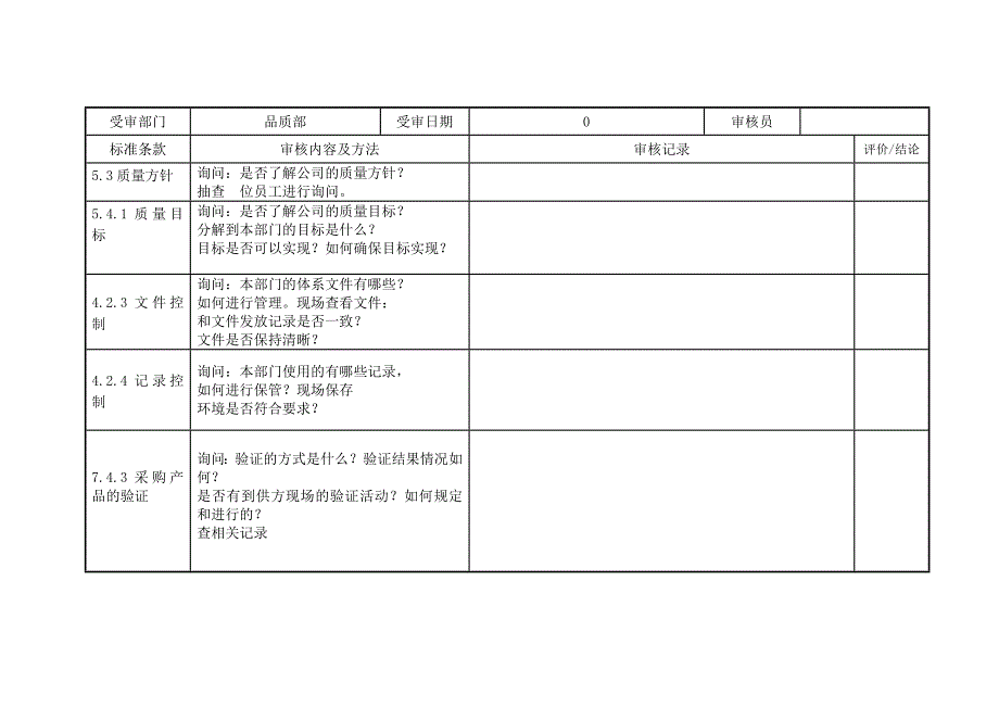 ISO9000内审检查表_第4页