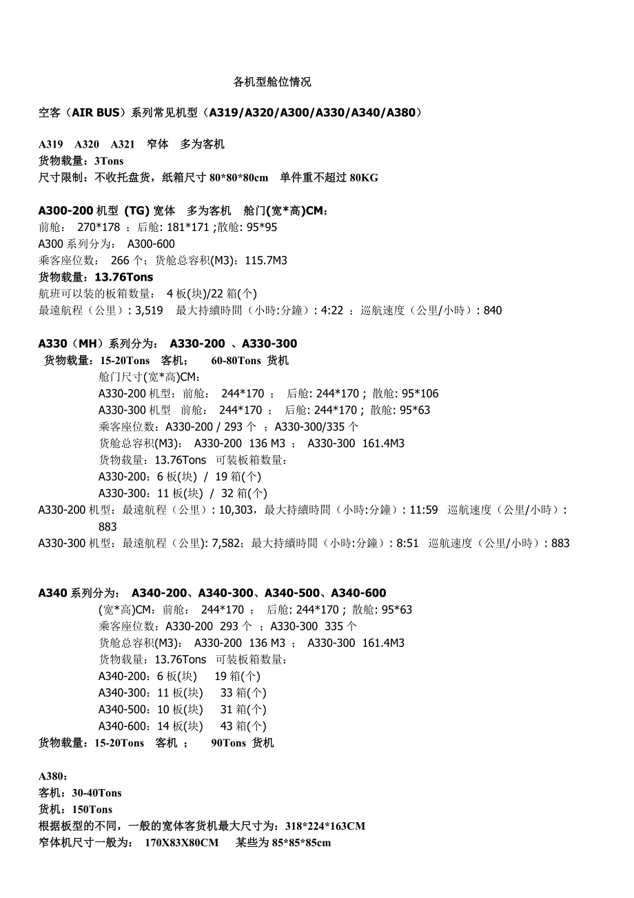 飞机机型舱位载量分析_第4页