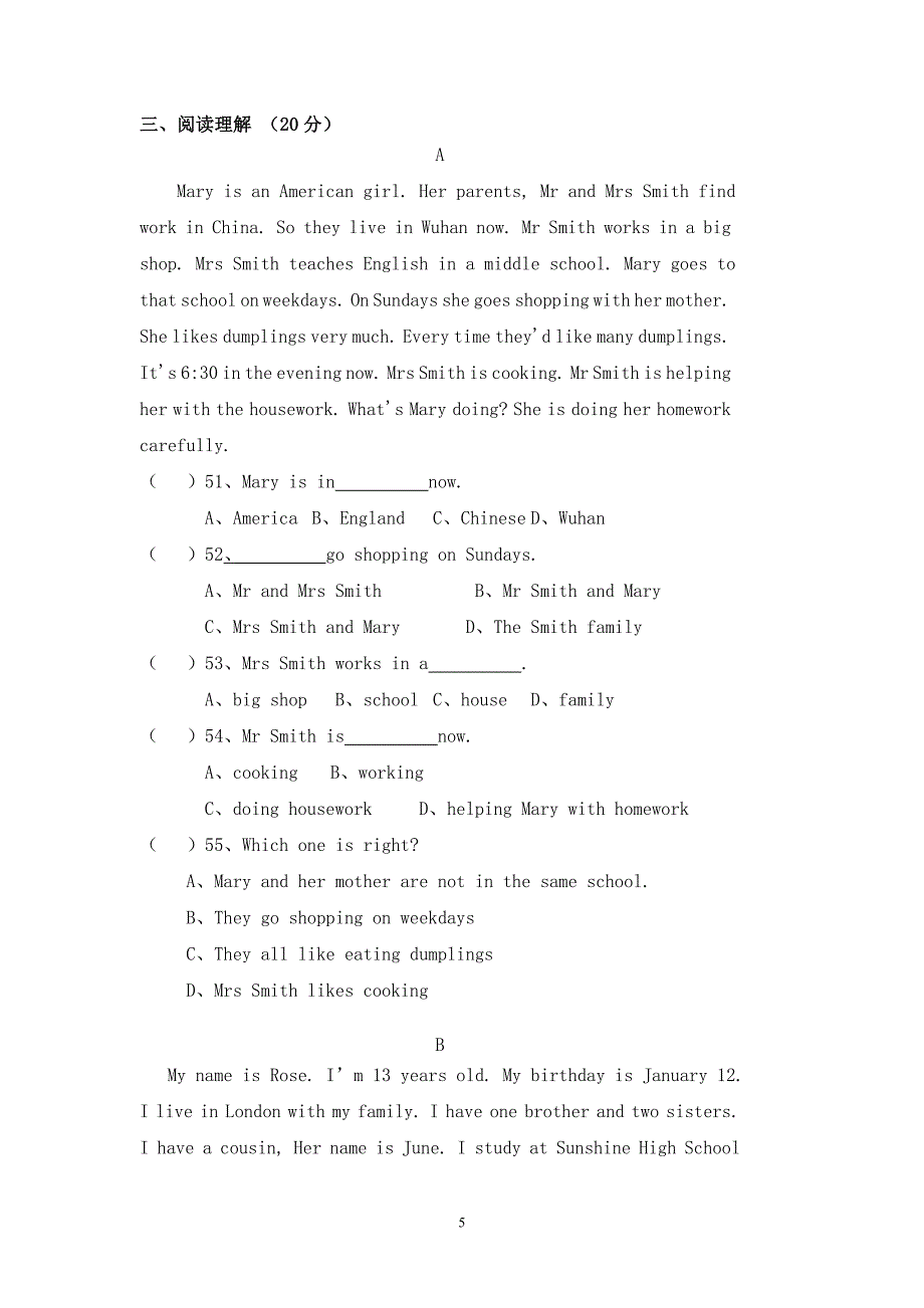 七年级英语下学期期末考试试题.doc_第5页