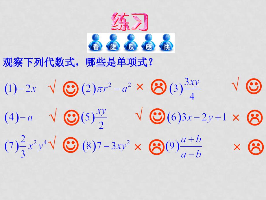 七年级数学上册 6.1单项式和多项式课件 青岛版_第4页