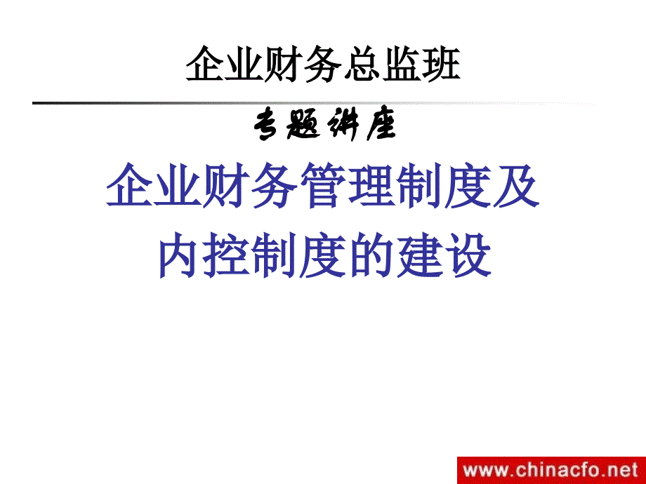 企业财务总监班专题讲座_第1页