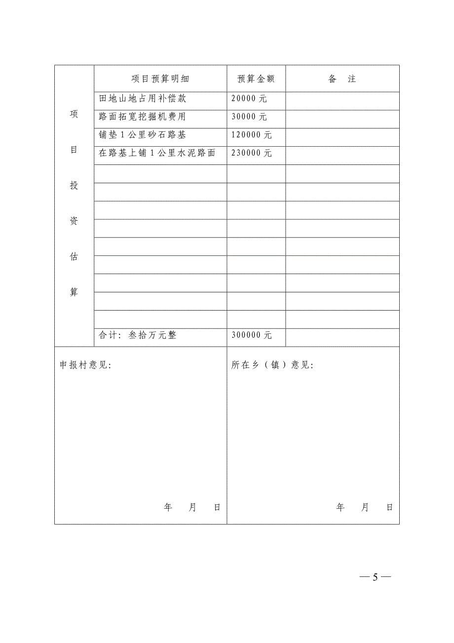 下桥村扶贫资金项目水泥路修建申报书_第5页