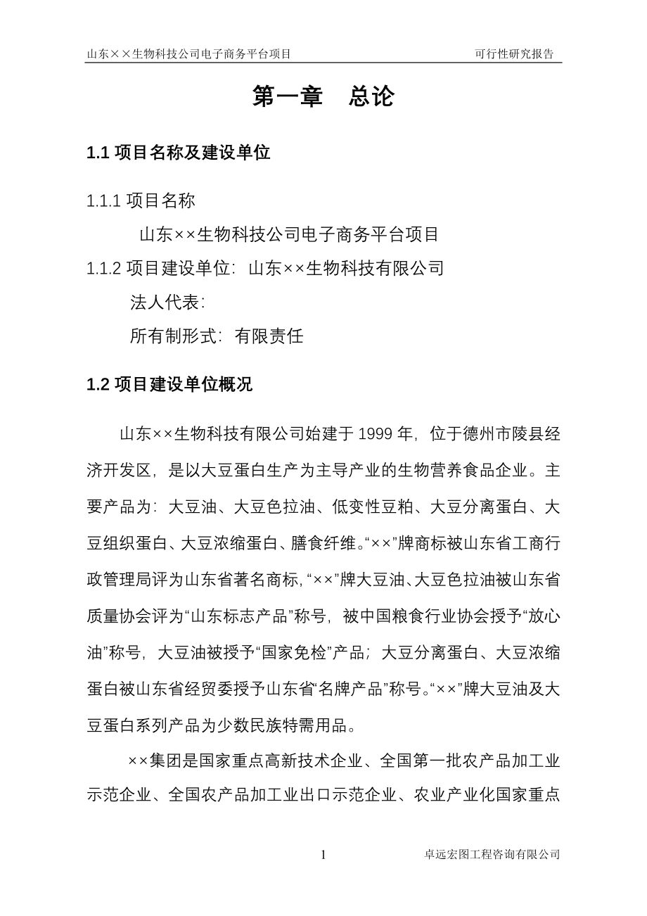 山东省&#215;&#215;生物科技公司电子商务平台项目可行性研究报告_第3页