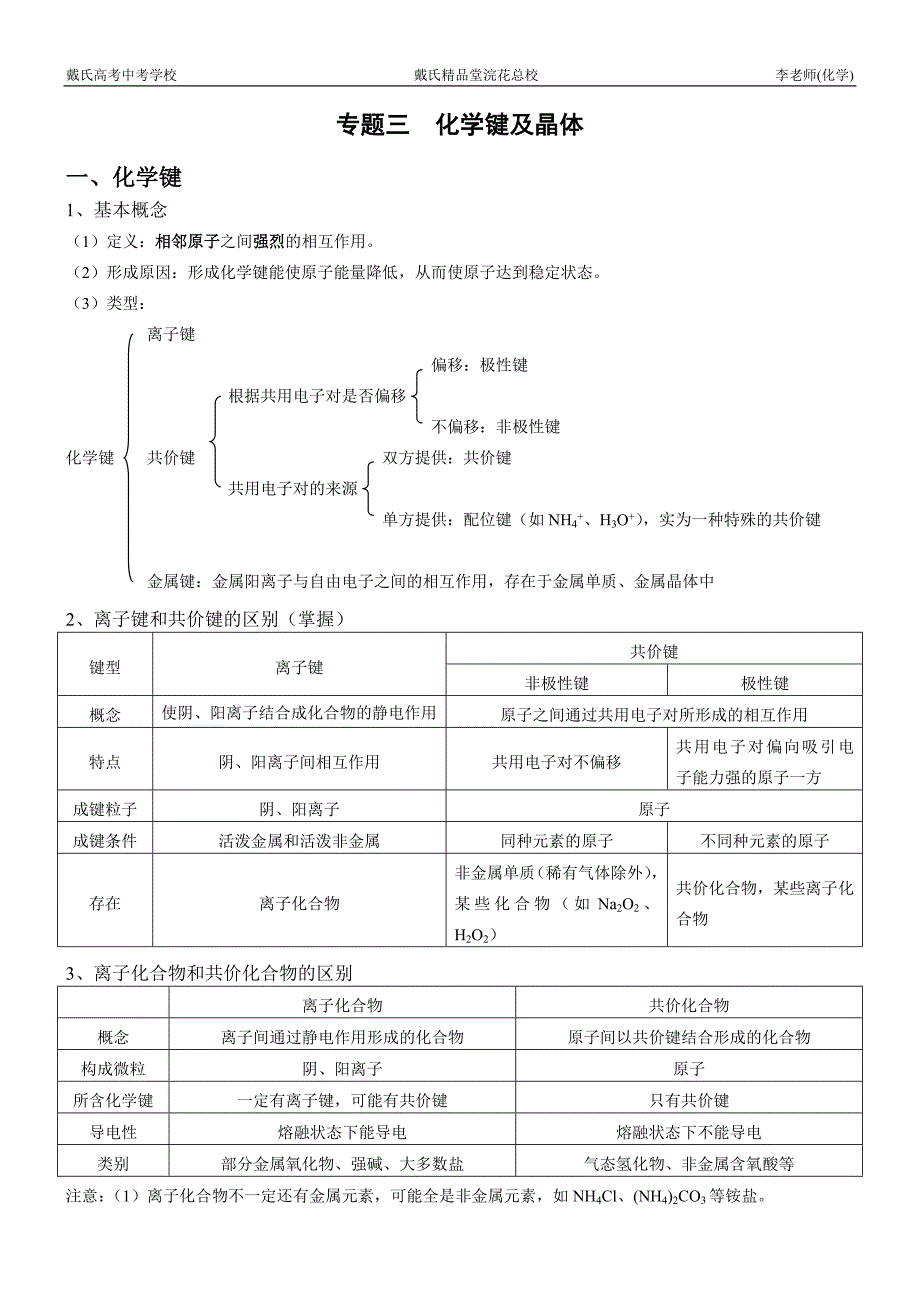 专题三 化学键与晶体.doc_第1页