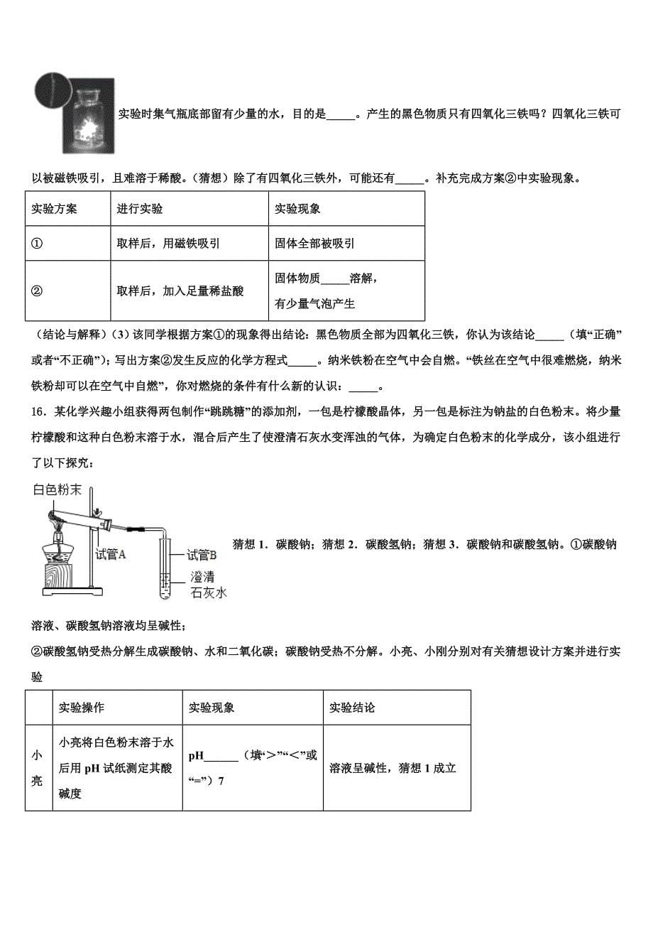 四川省巴中学市南江县2023学年中考化学考试模拟冲刺卷（含答案解析）.doc_第5页