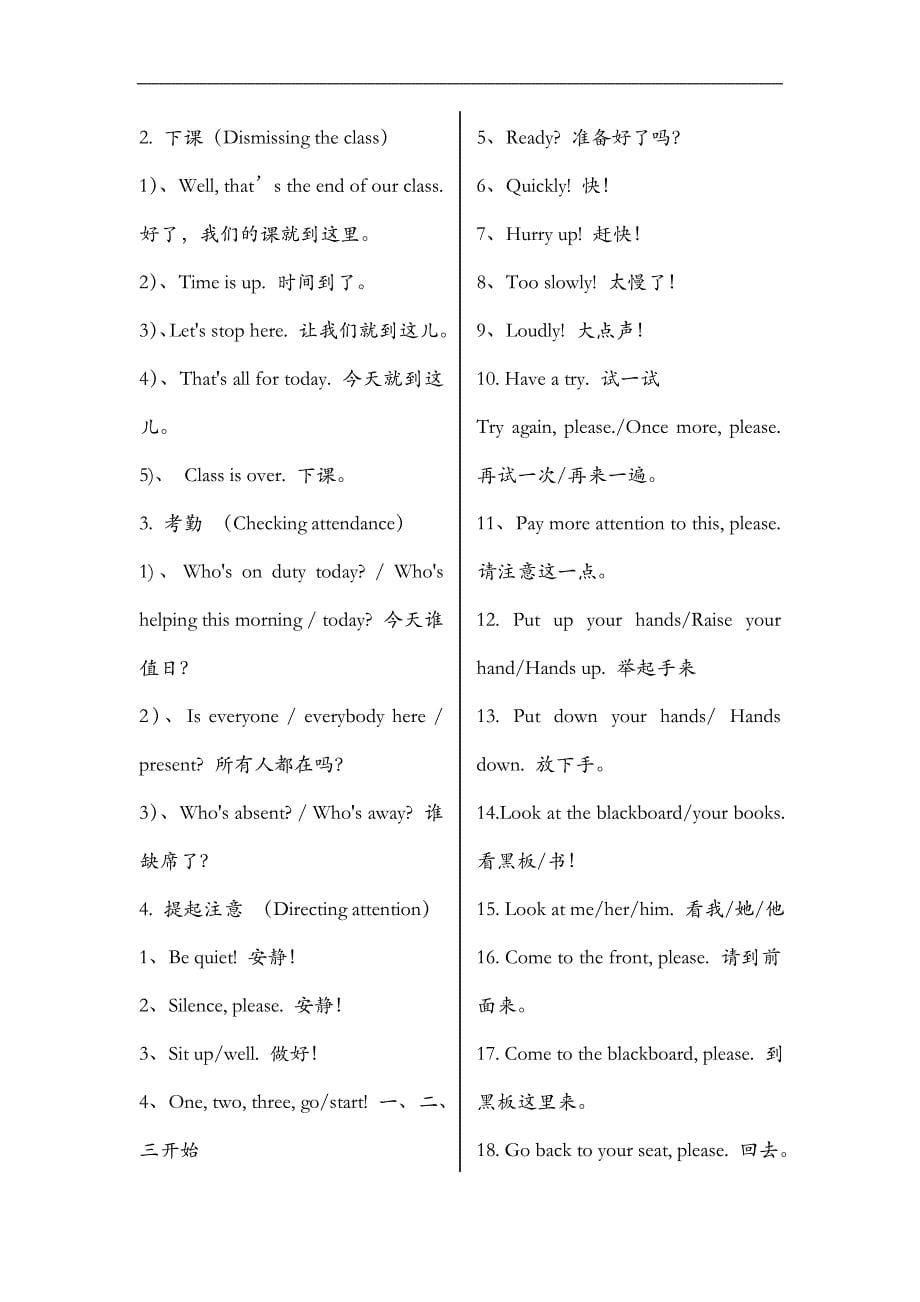 英语教师常用课堂用语小结_第5页