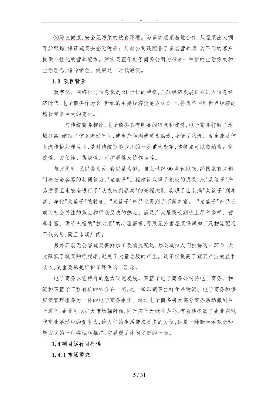 菜篮子电子商务商业计划书_第5页