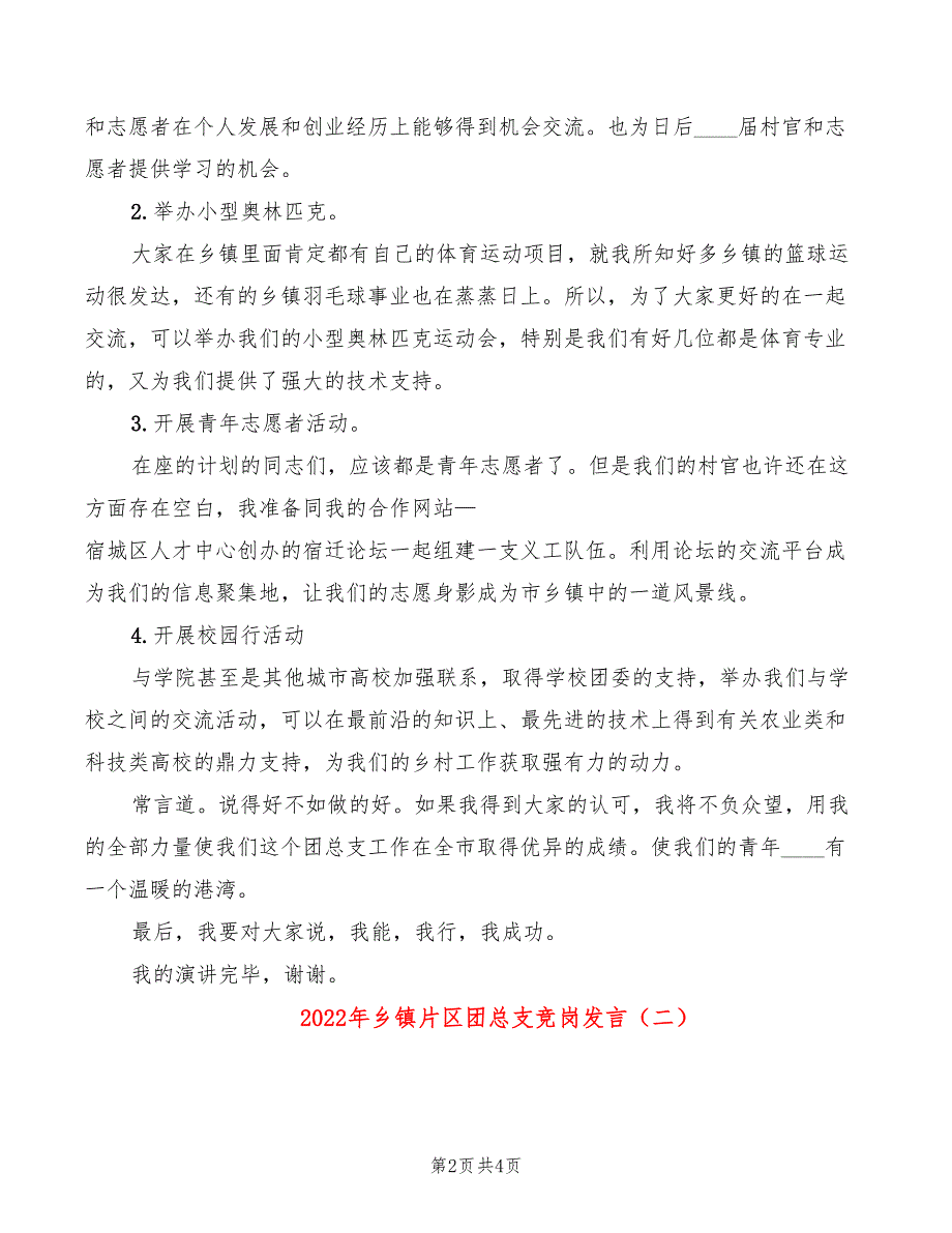 2022年乡镇片区团总支竞岗发言_第2页