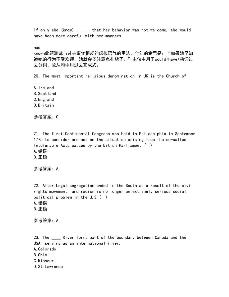 北京语言大学21春《英语国家概况》在线作业二满分答案_26_第5页