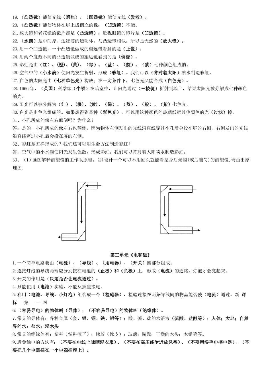 苏教版小学五年级科学上册期末复习资料_第5页