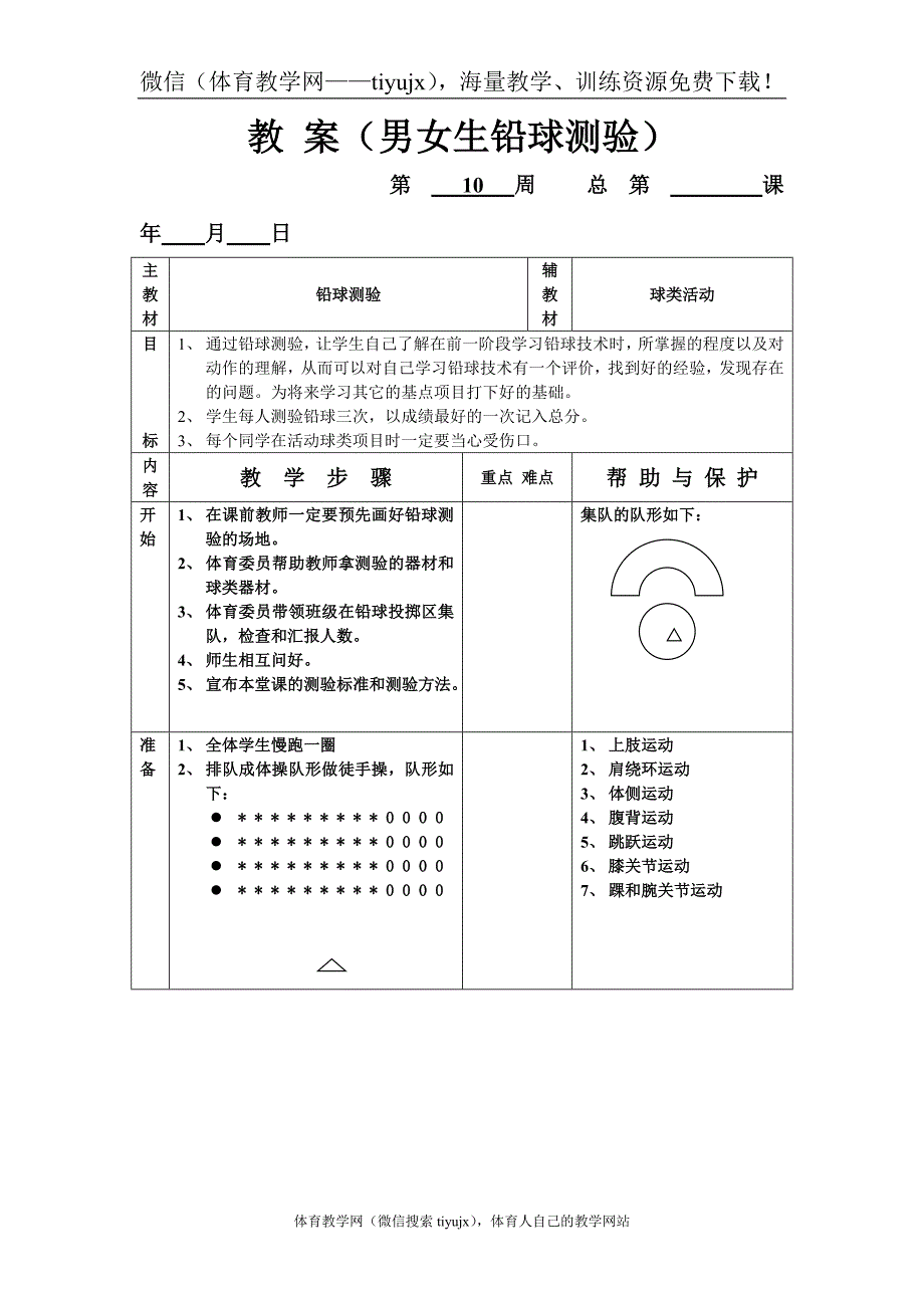 高中精品体育教案教-案(男女生铅球测验).doc_第1页