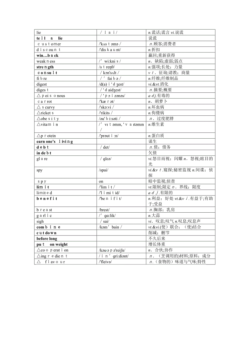 人教版高中英语-必修3-词汇表(带音标打印默写版)_第4页