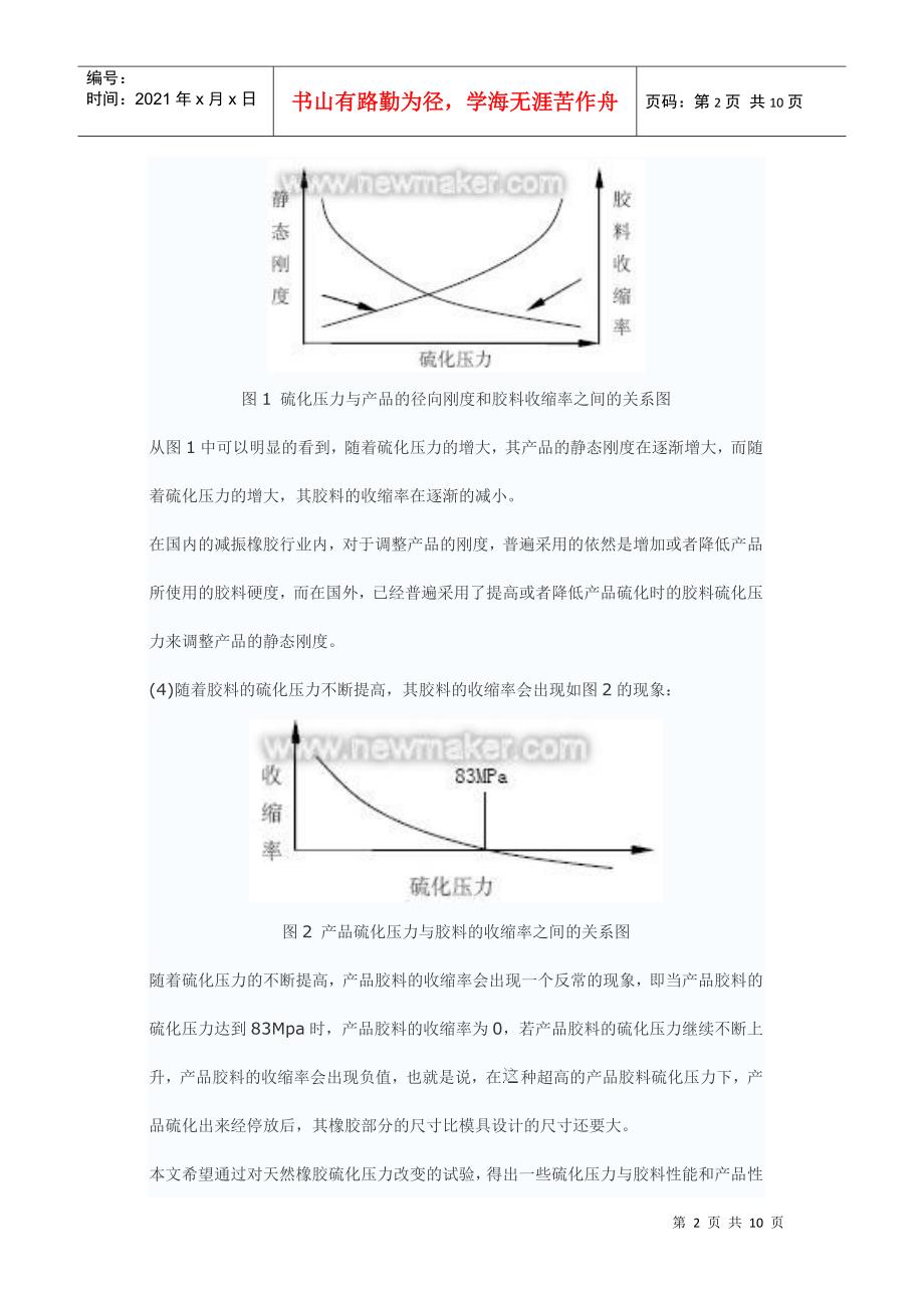 硫化压力对胶料性能的影响培训范本_第2页