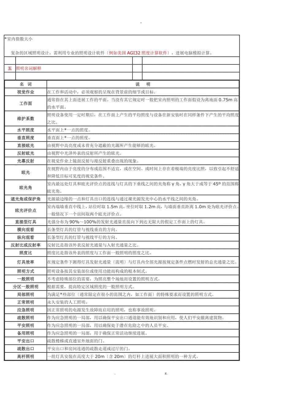 照明行业专业术语与设计照度标准_第5页