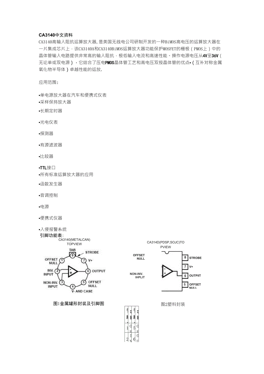 CA3140中文资料_第1页