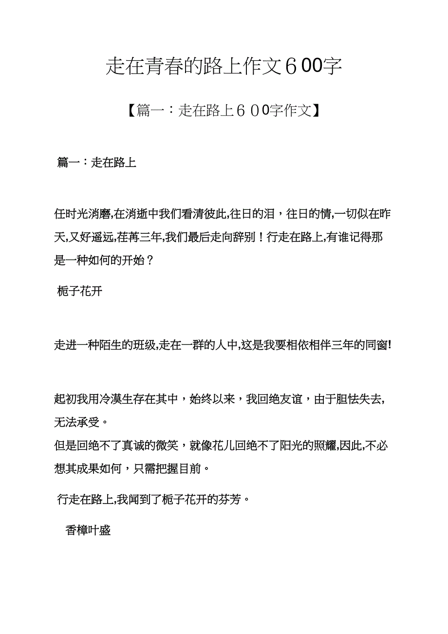 青春作文之走在青春的路上作文600字_第1页