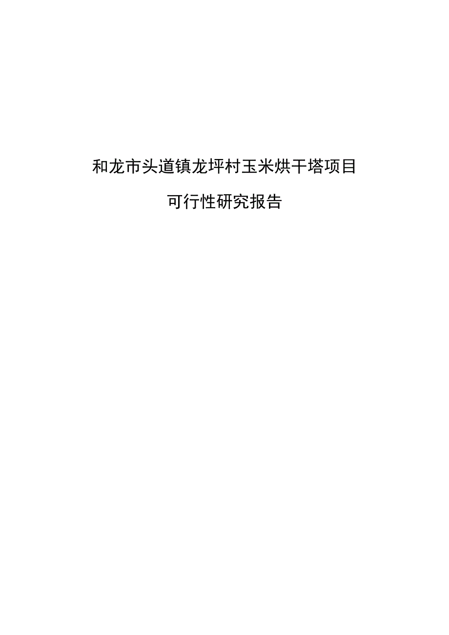 龙坪村玉米烘干塔项目可行性研究报告书最新版_第1页