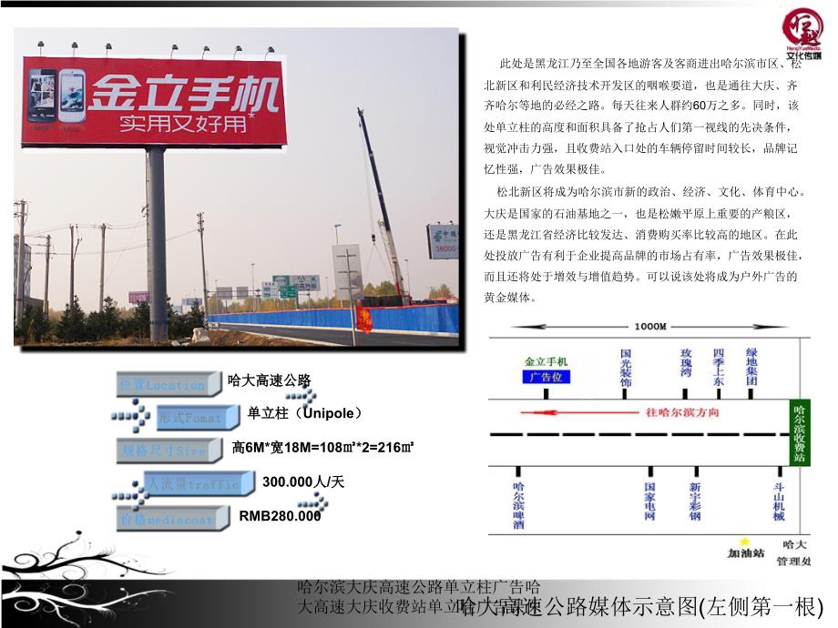 哈尔滨大庆高速公路单立柱广告哈大高速大庆收费站单立柱广告课件_第2页