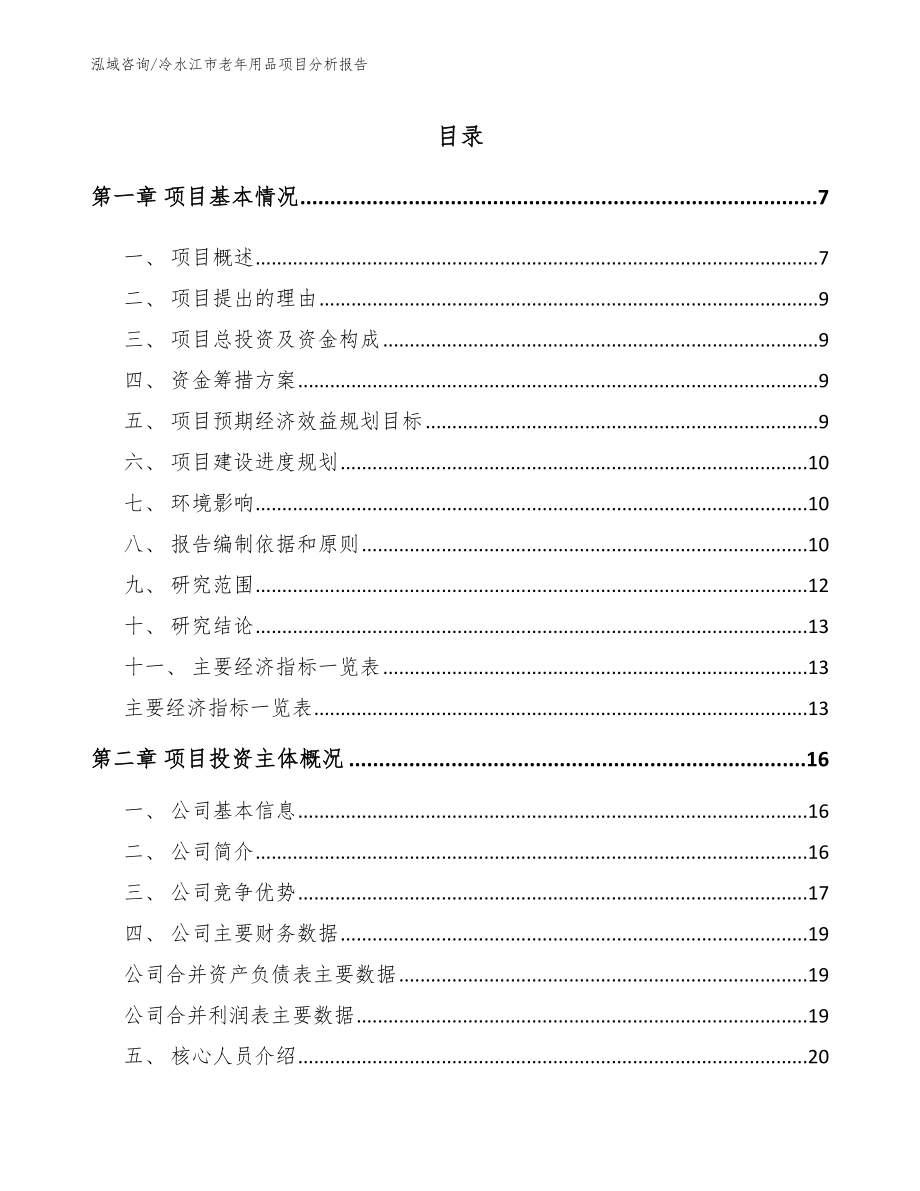 冷水江市老年用品项目分析报告_第1页