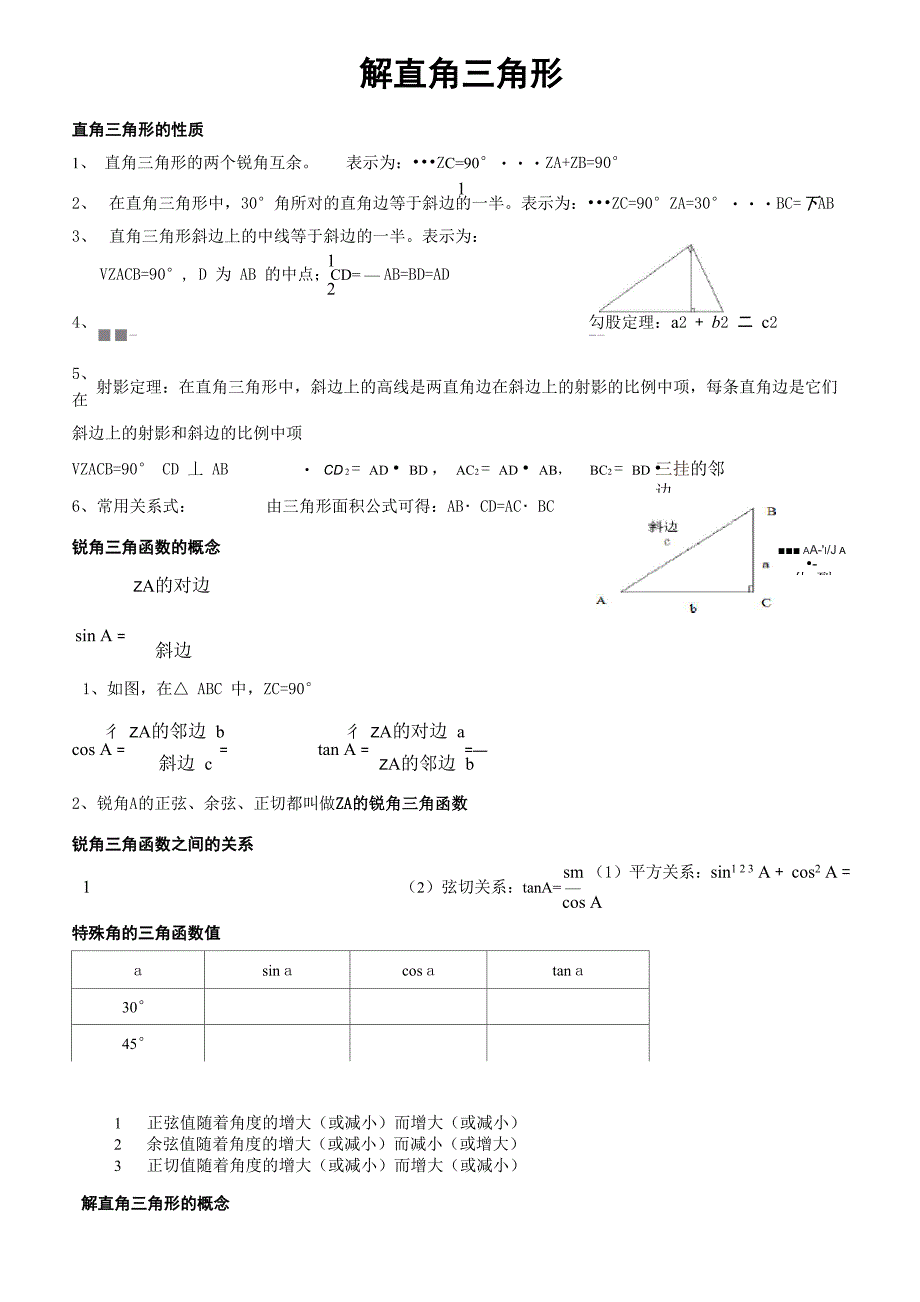 解直角三角形的知识点总结_第1页