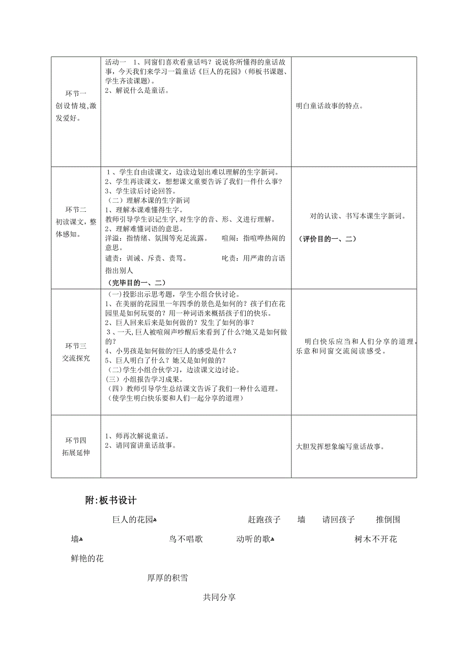 人教版小学四年级语文上册基于标准的教学设计_第2页