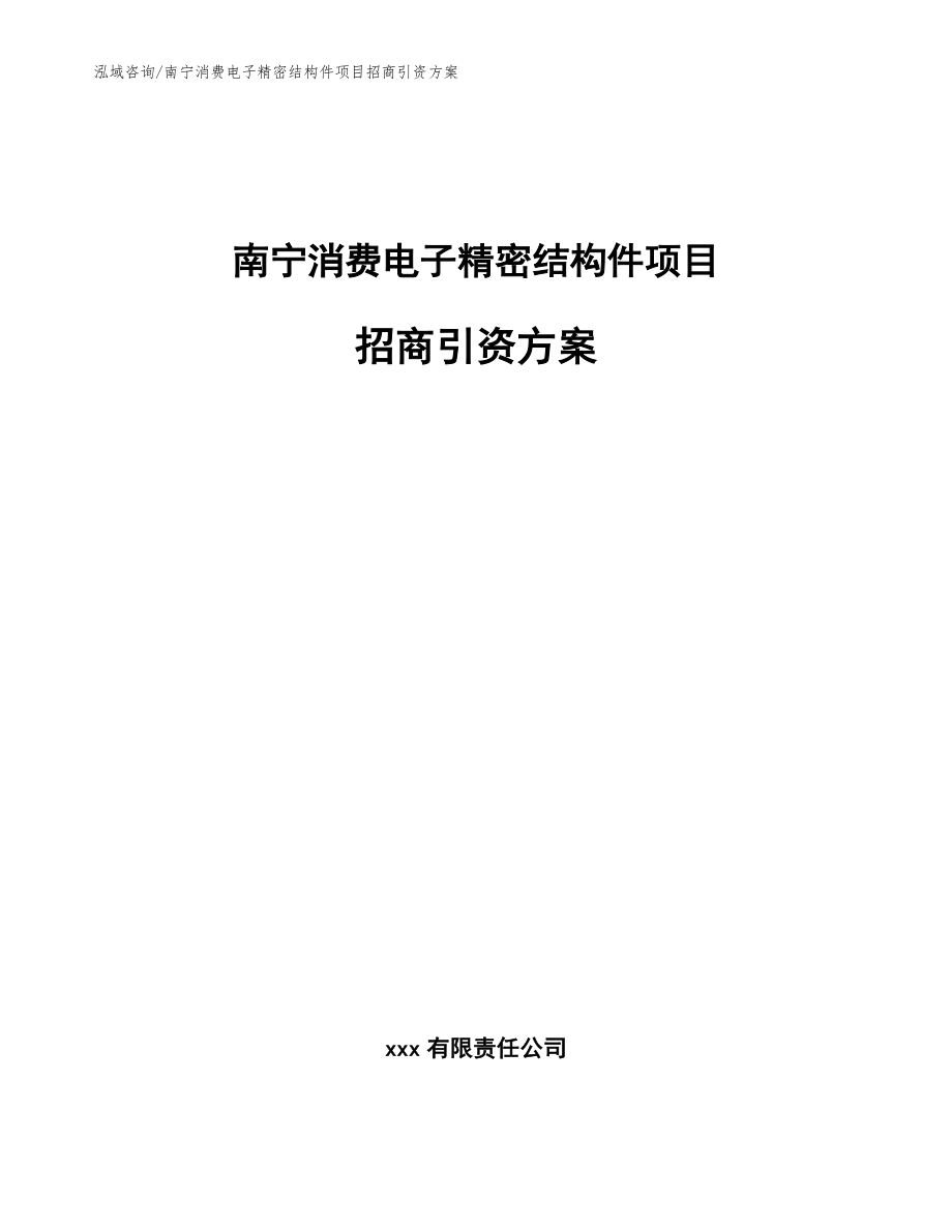 南宁消费电子精密结构件项目招商引资方案范文模板_第1页