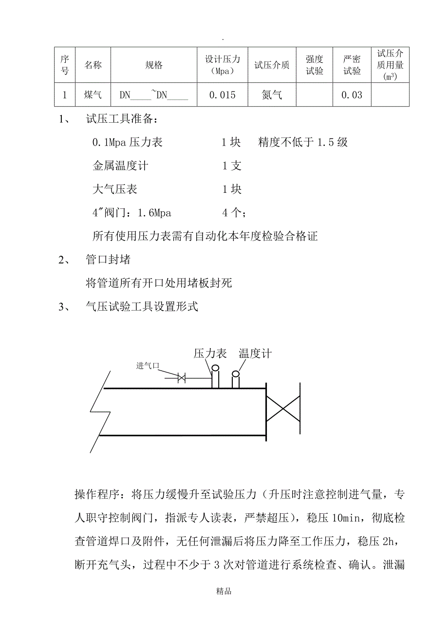 煤气管道打压方案_第3页