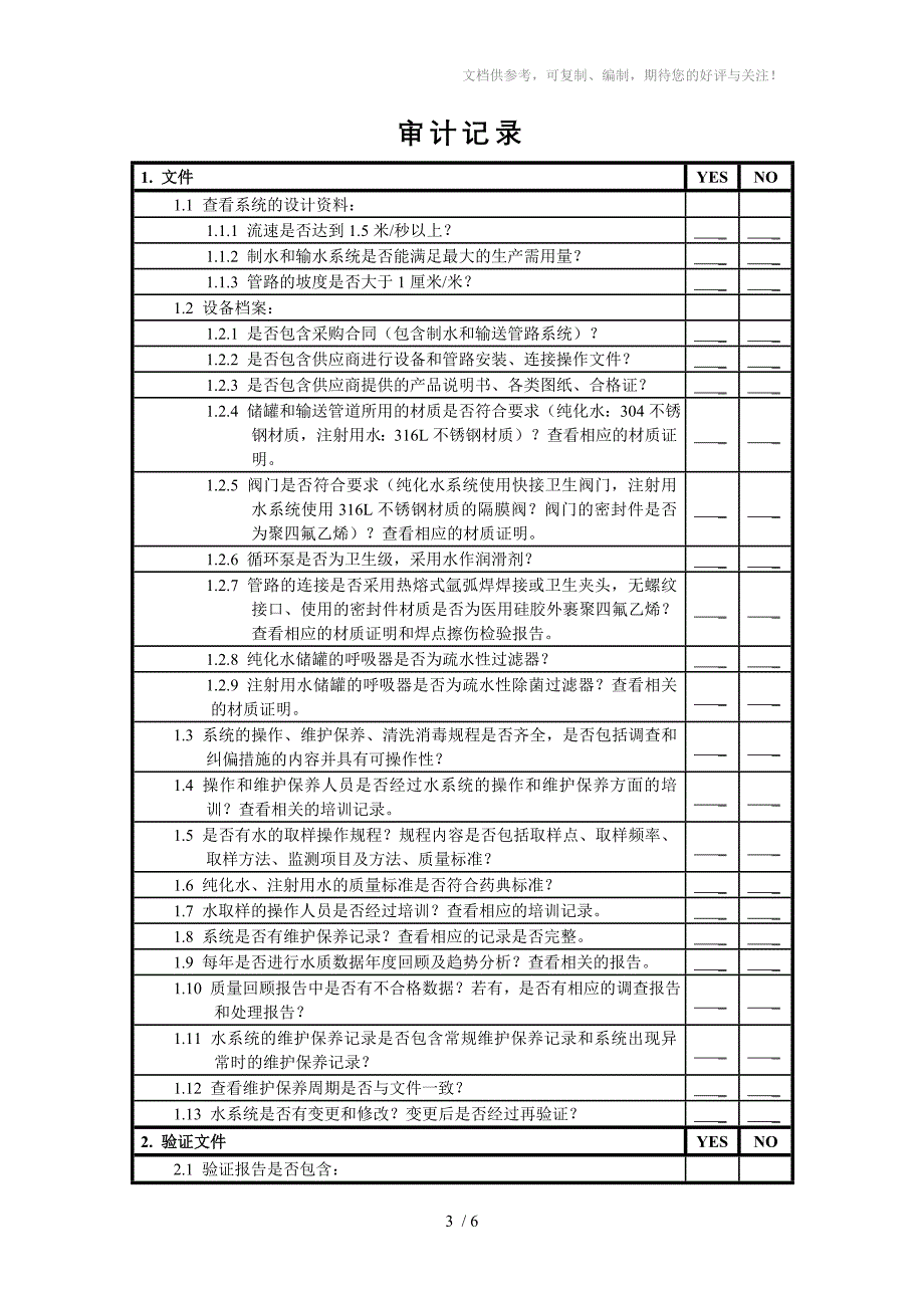 制药用水审计模版_第3页