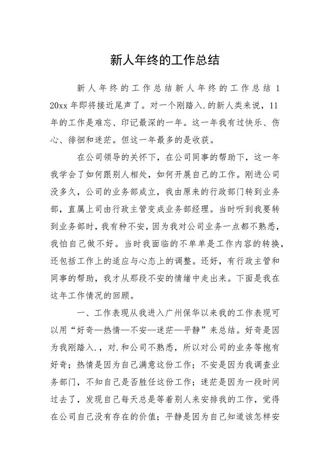 新人年终的工作总结.docx